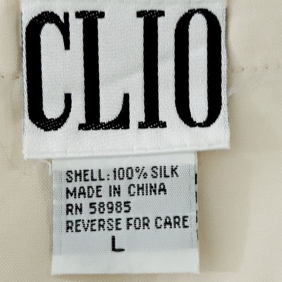 Vintage Clio 100% Silk Shirt Cream Long-Sleeve  Button Down Tunic Size L… - Picture 7 of 11